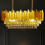 600*300 MM Golden Chandelier For Living Room Modern Jhumar Ceiling Light Lamp